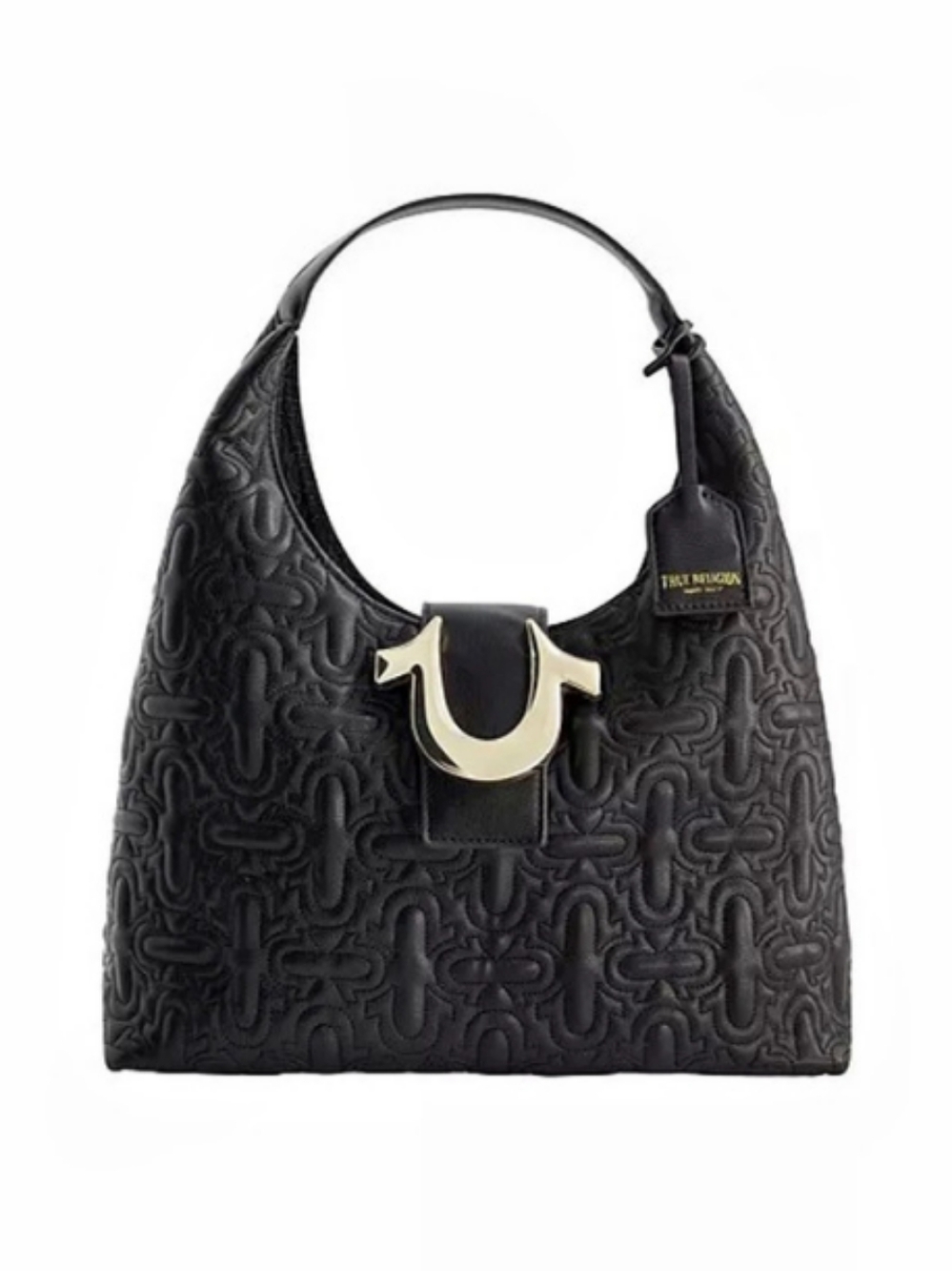 True Religion Quilted Horseshoe Hobo Bag Black